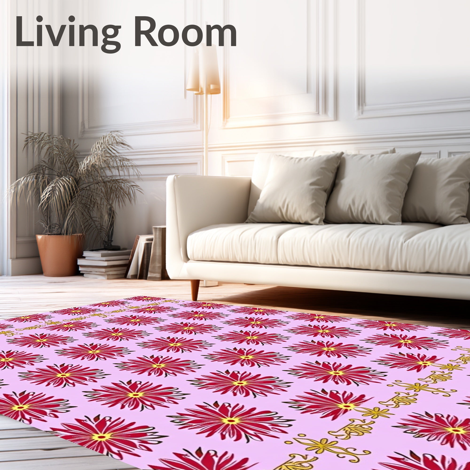 Crimson Dahlia Floral Overlay Rug