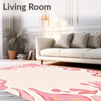 Coral Blush Abstract Organic Shapes Rug