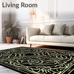 Yellow Outline Rose Garden Square Rug
