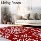 Classic Red Snowflake Mandala Decor Rug