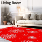 Red White Starburst Petal Collage Rug