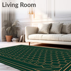 Emerald Gold Geometric Hexagon Art Deco Rug