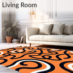 Dynamic Orange Swirl Abstract Rug