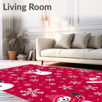 Charming Snowman Snowflake Holiday Background Rug