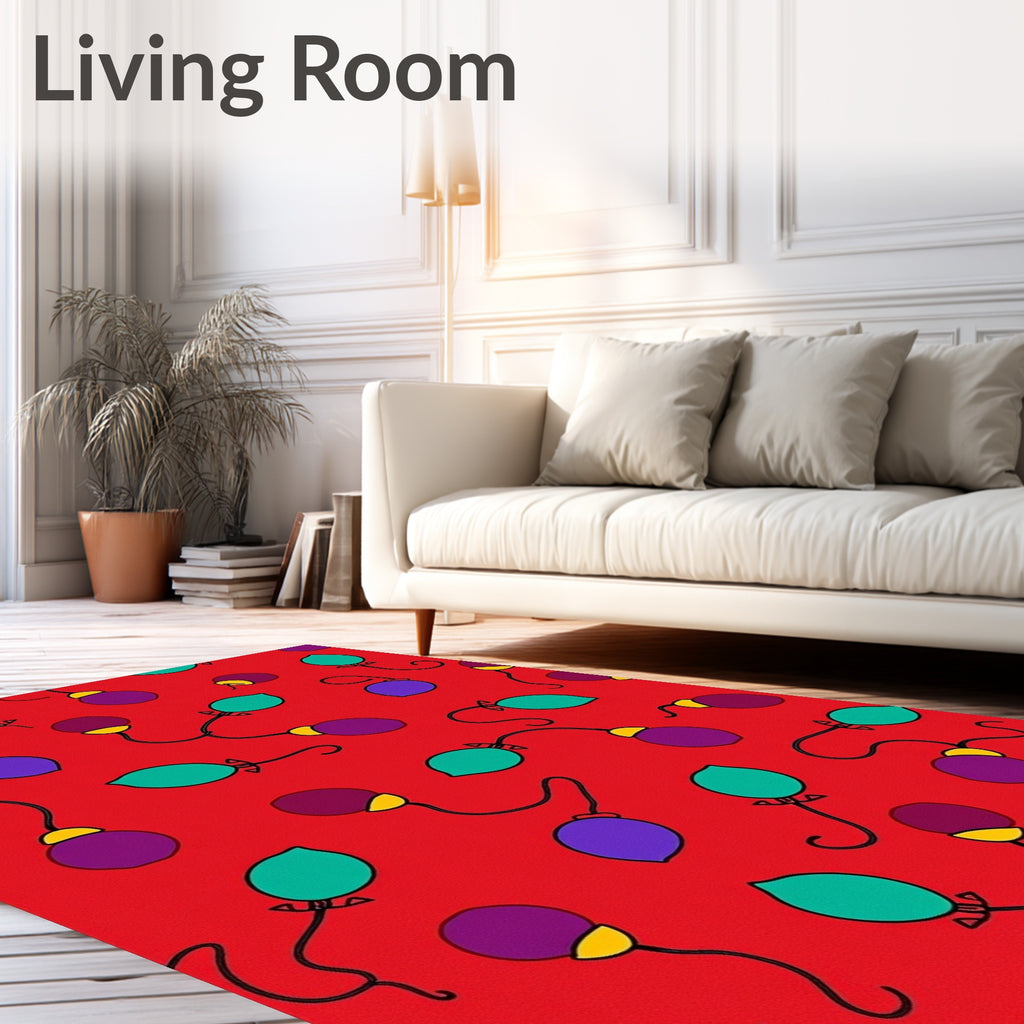 Jubilant Red String Lights Rug
