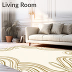 Golden Swirl Lines Border Rug