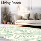 Coastal Green Leafy Swirls Rug