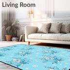 Blue Winter Snowman Scatter Rug