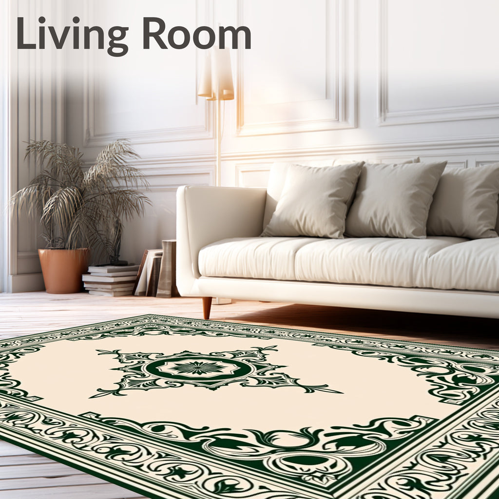 Regal Emerald Floral Corner Medallion Rug