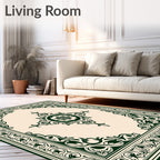 Regal Emerald Floral Corner Medallion Rug
