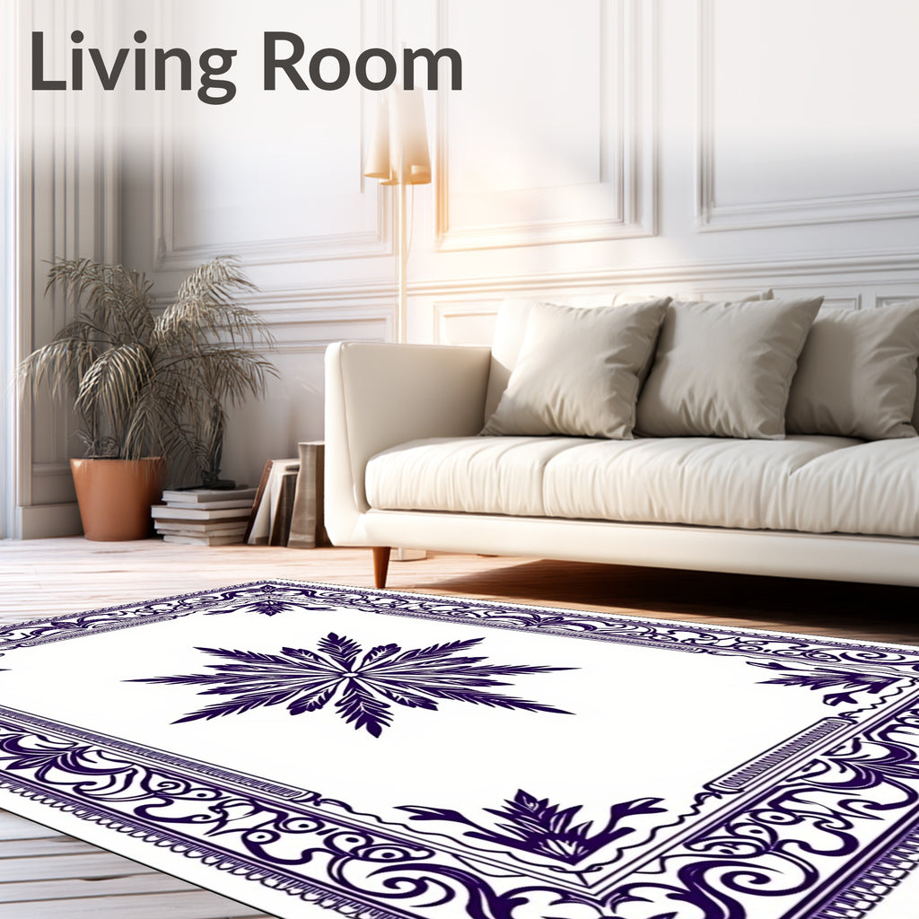Deep Indigo Starburst Border Rug