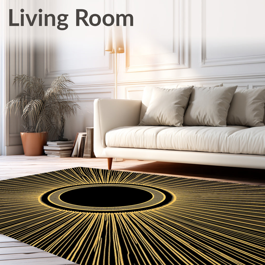 Golden Sunburst Art Deco Rug