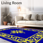 Bold Royal Blue Golden Floral Rug