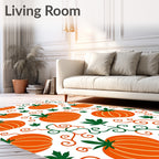 Orange Pumpkin Leaf Swirl Autumn Rug