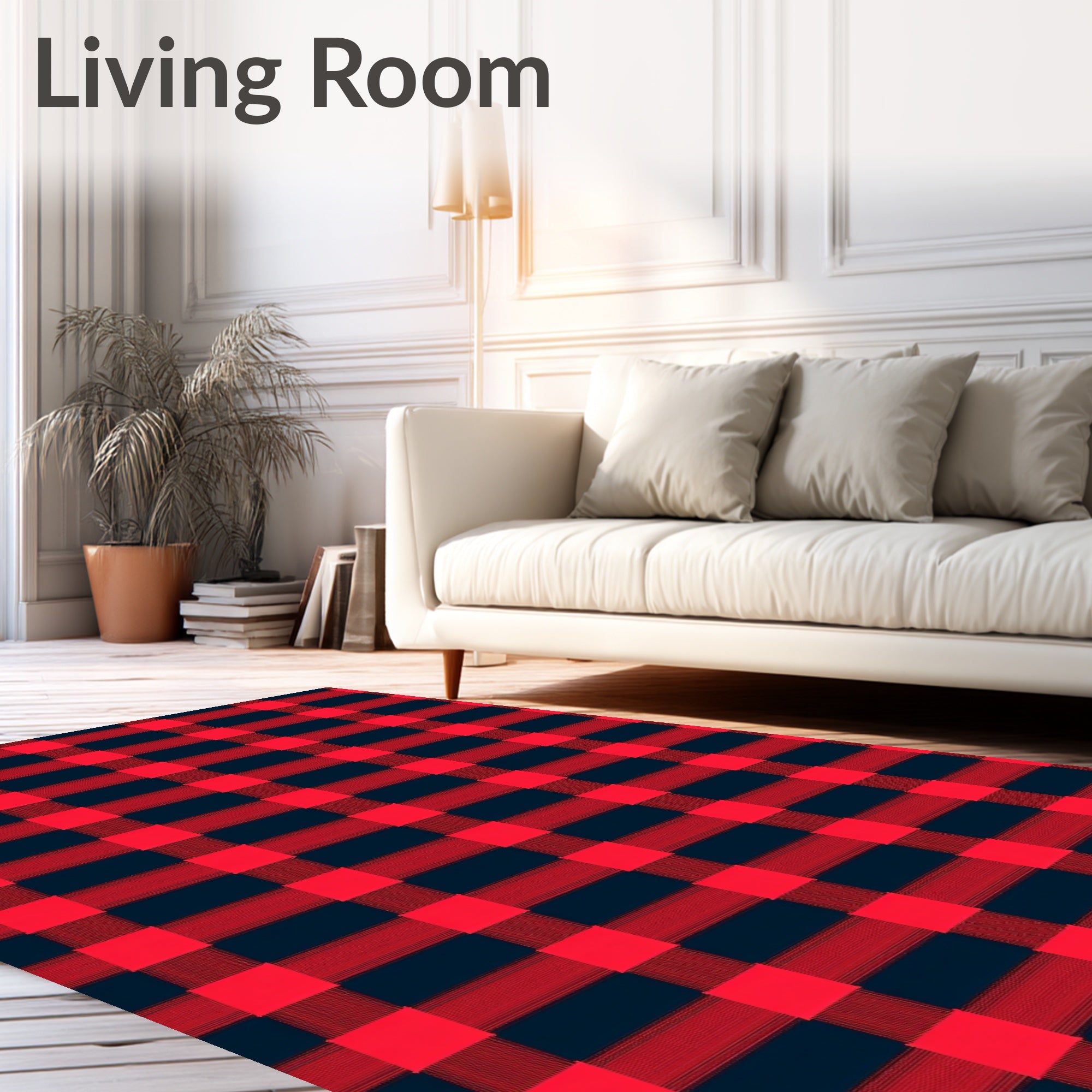 Classic Red Black Buffalo Plaid Check Rug