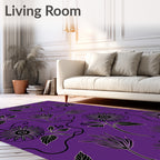 Purple Floral Vine Outline Rug
