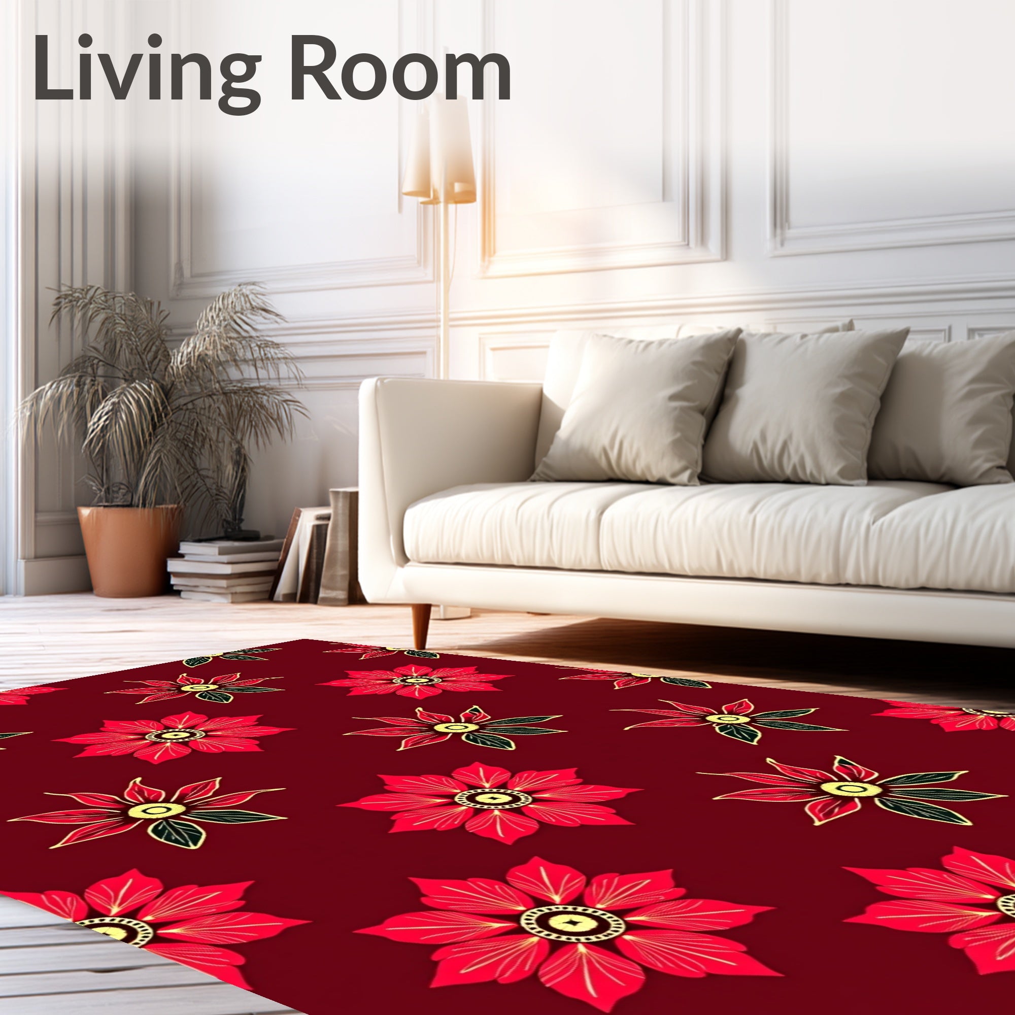 Crimson Floral Medallion Rug