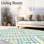 Crisscross Blue Diagonal Grid Rug