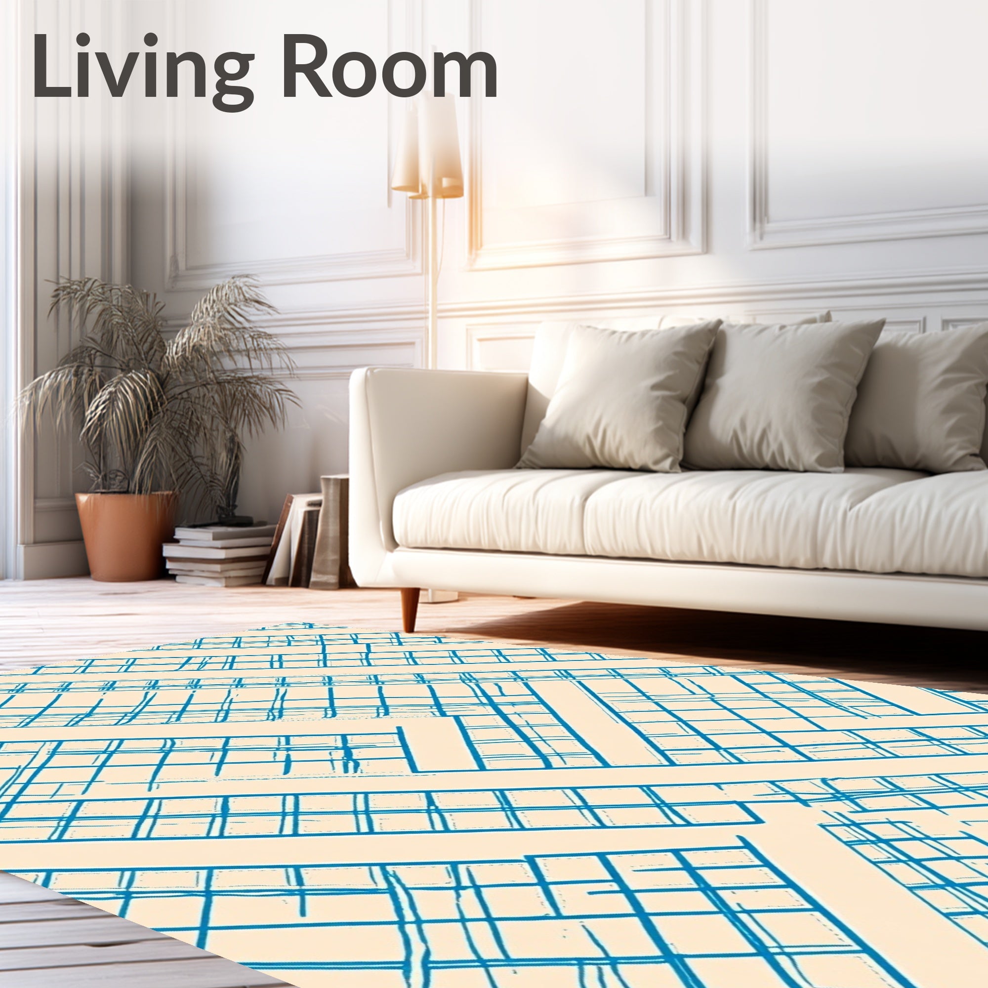 Crisscross Blue Diagonal Grid Rug
