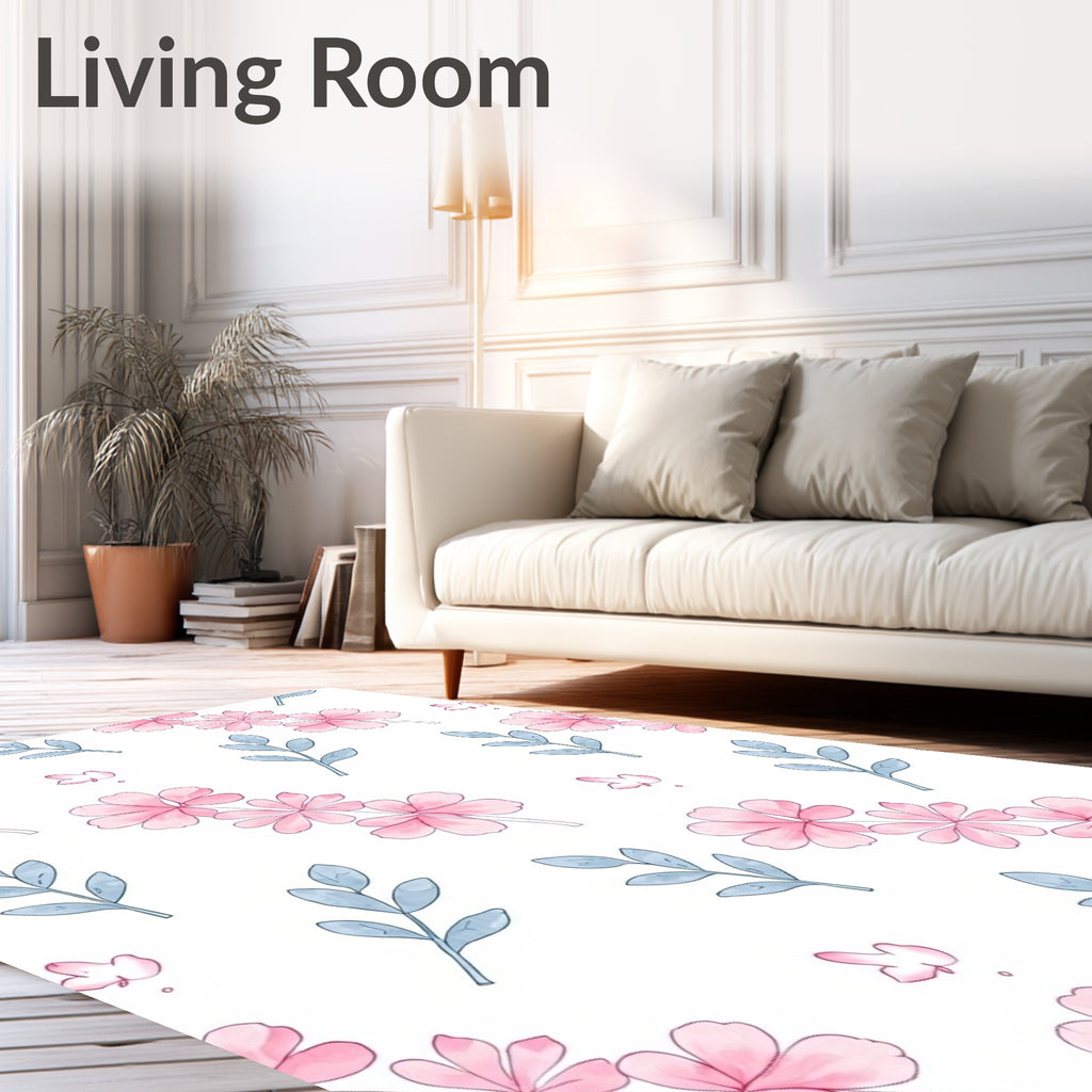 Pink and Blue Blossom Branches Rug