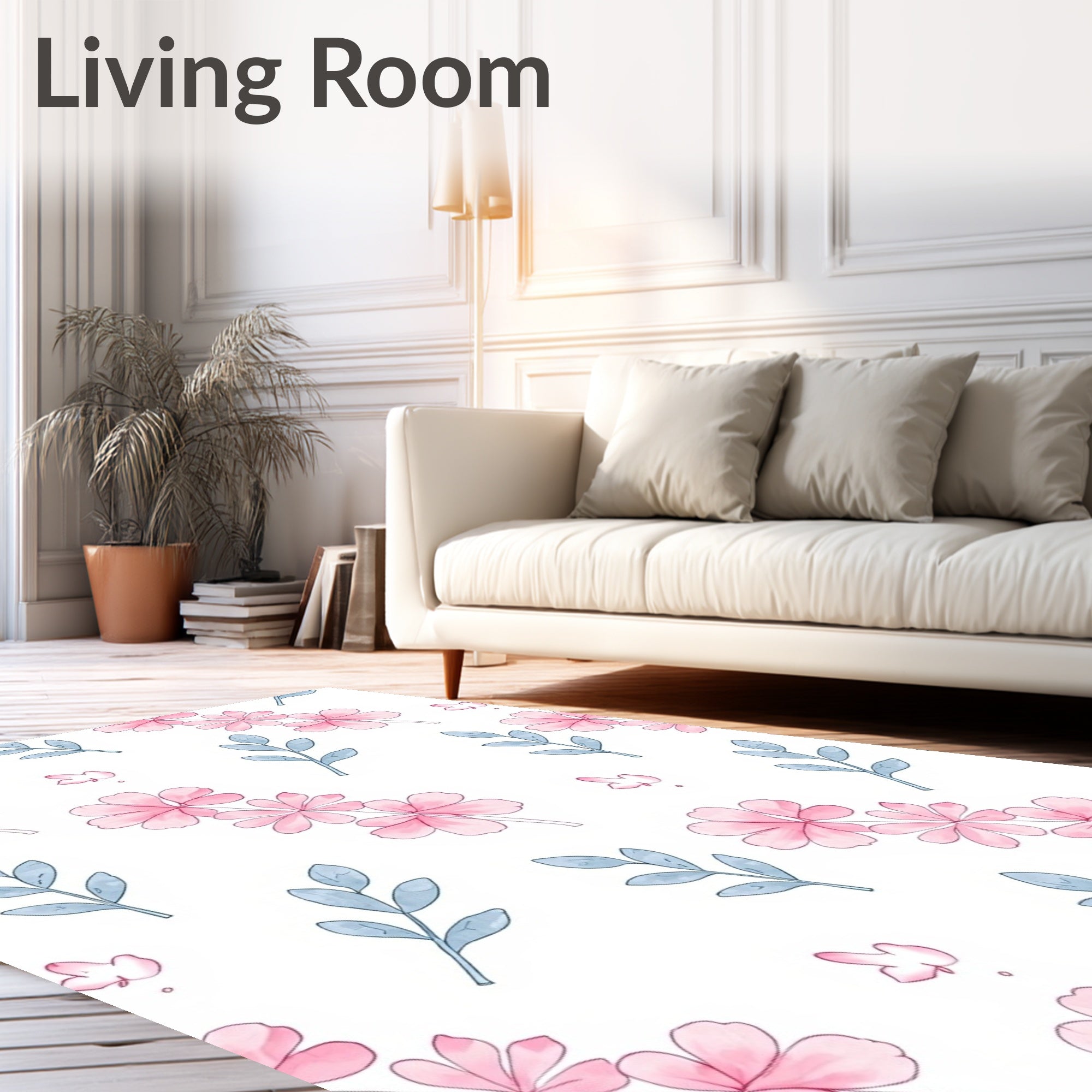 Pink and Blue Blossom Branches Rug