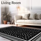 Black White Folk Art Figures Rug