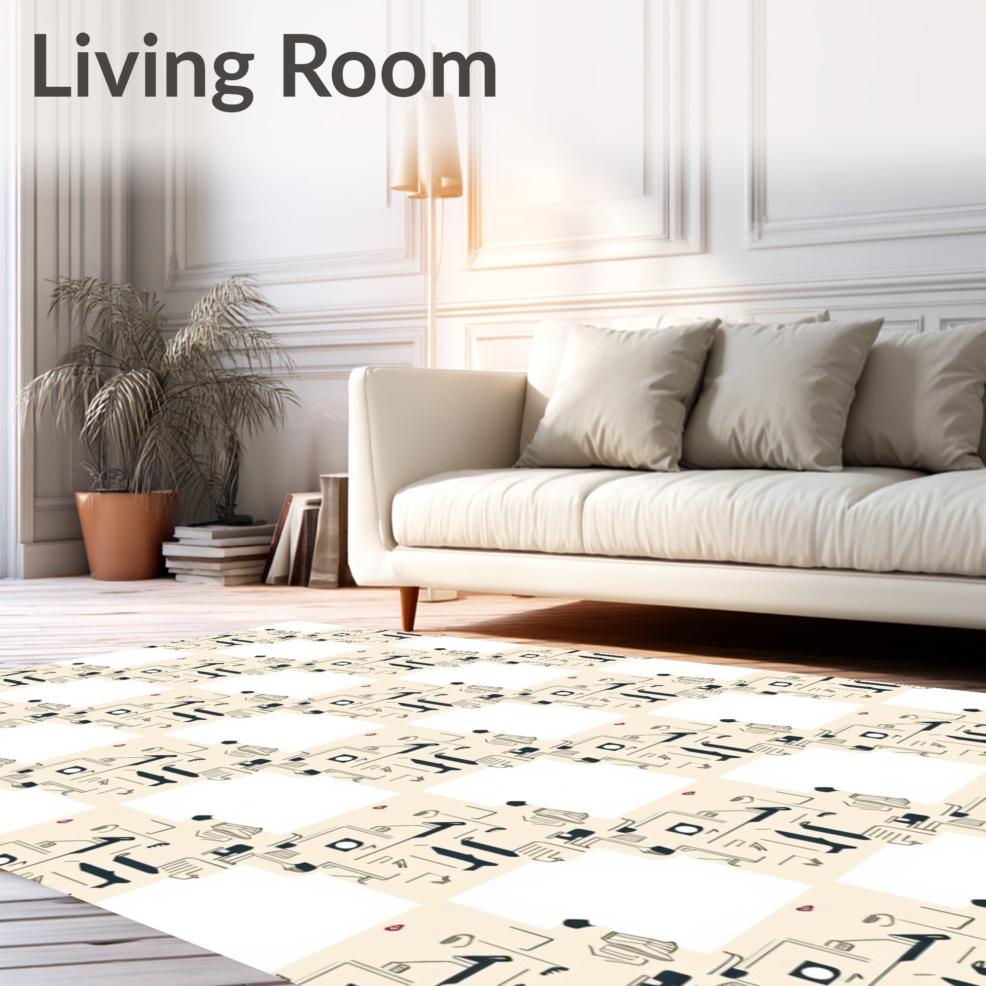 Abstract Face Line Art Overlay Rug