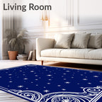 Midnight Celestial Crescent Star Rug