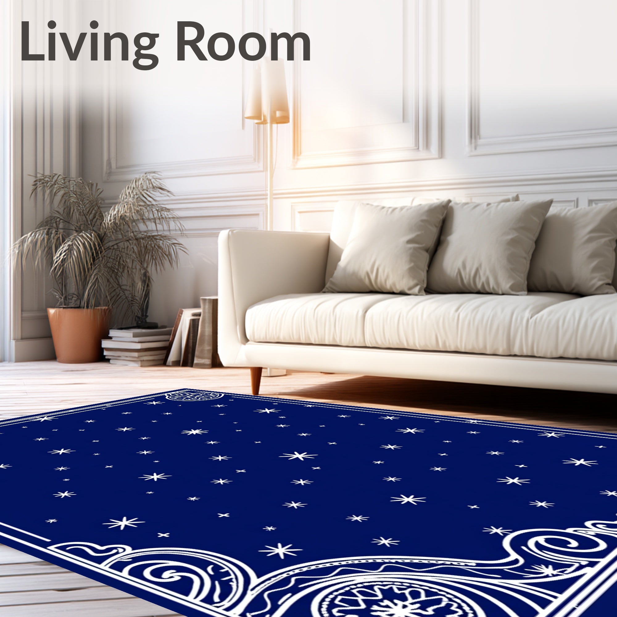Midnight Celestial Crescent Star Rug