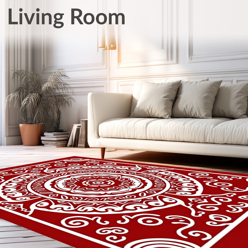 Crimson Medallion Swirl Rug