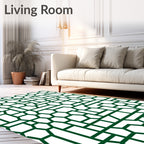 Deep Green Geometric Accordion Assemblage Rug