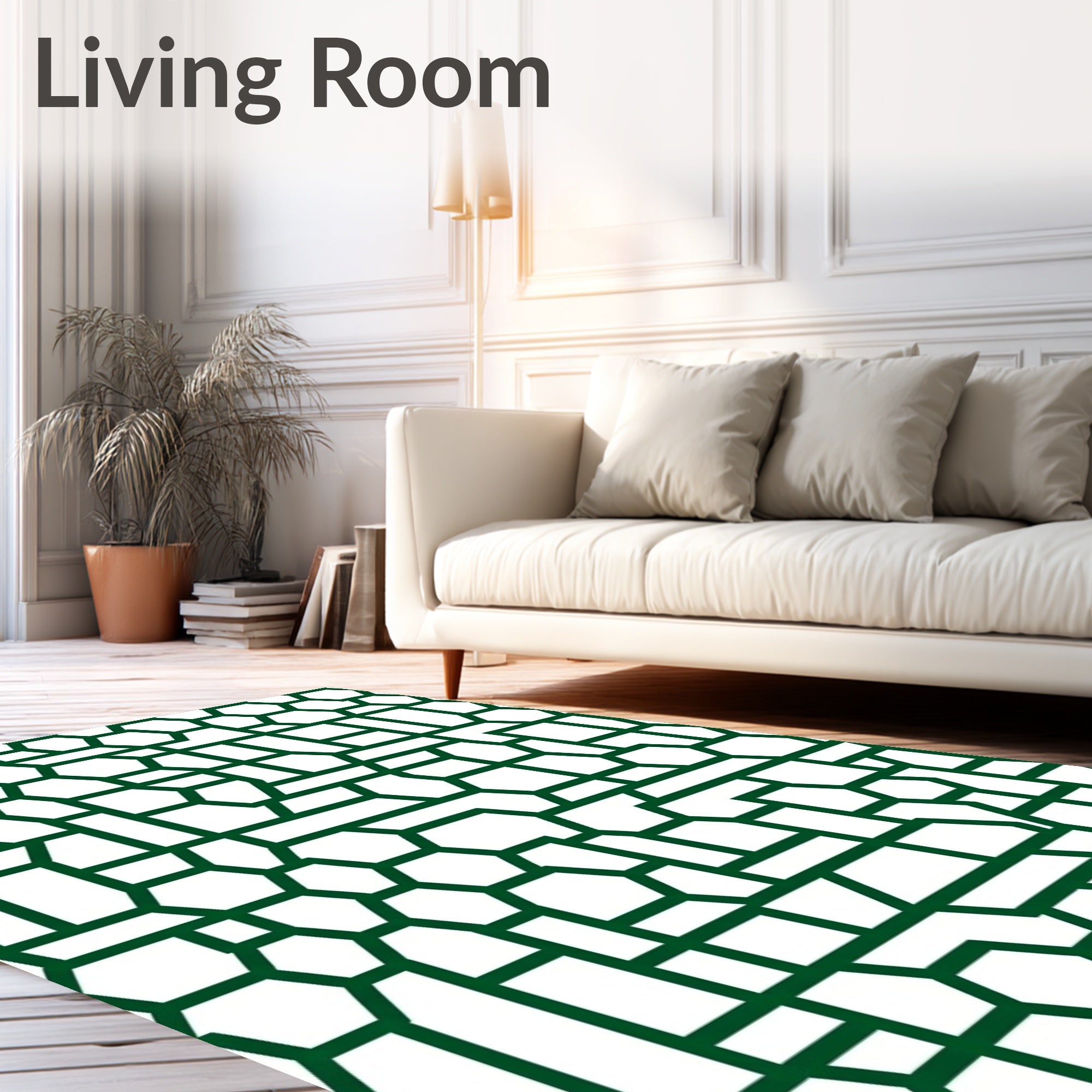 Deep Green Geometric Accordion Assemblage Rug
