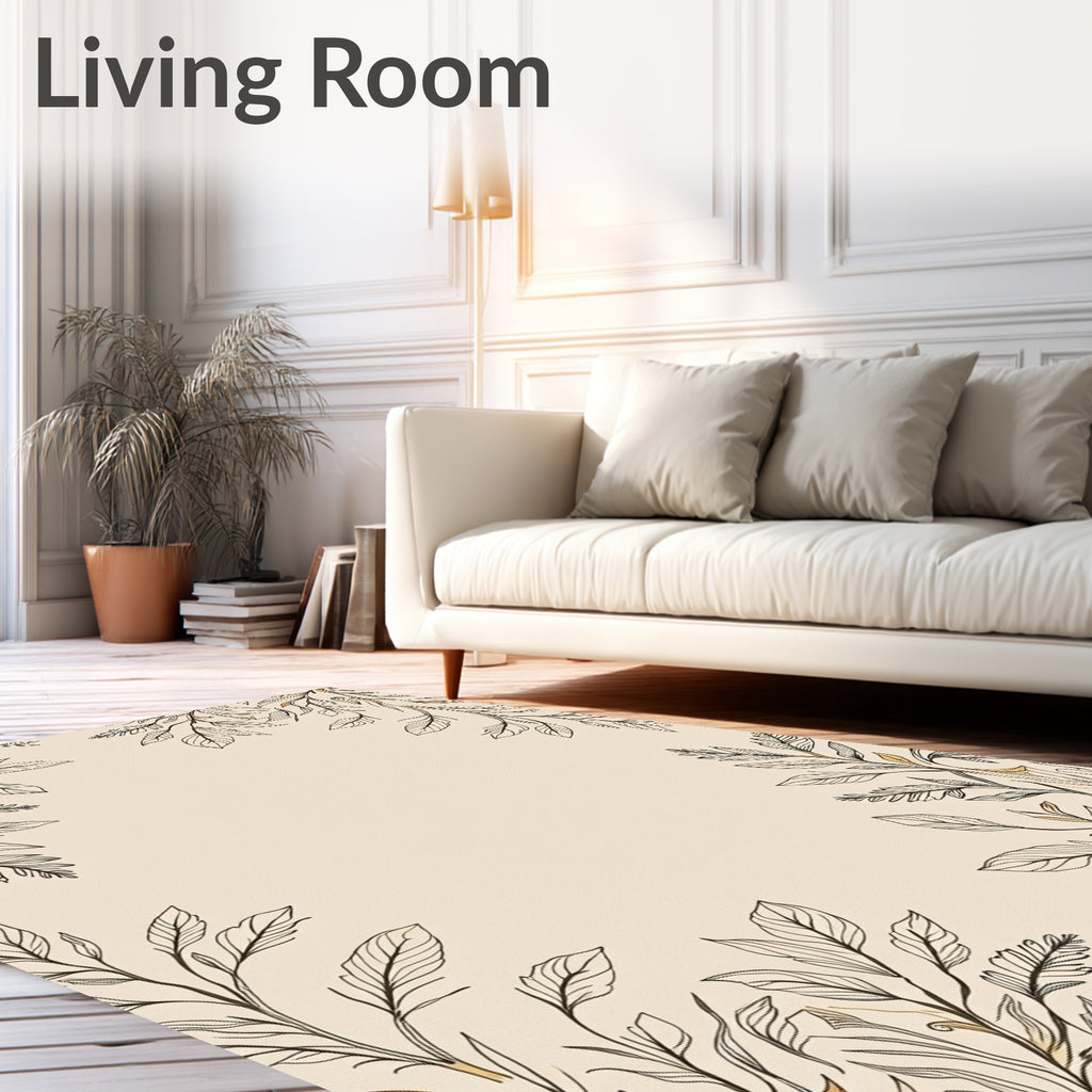 Earthy Branches Outline Floral Rug