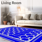 Vibrant Blue Interlocking Chain Rug