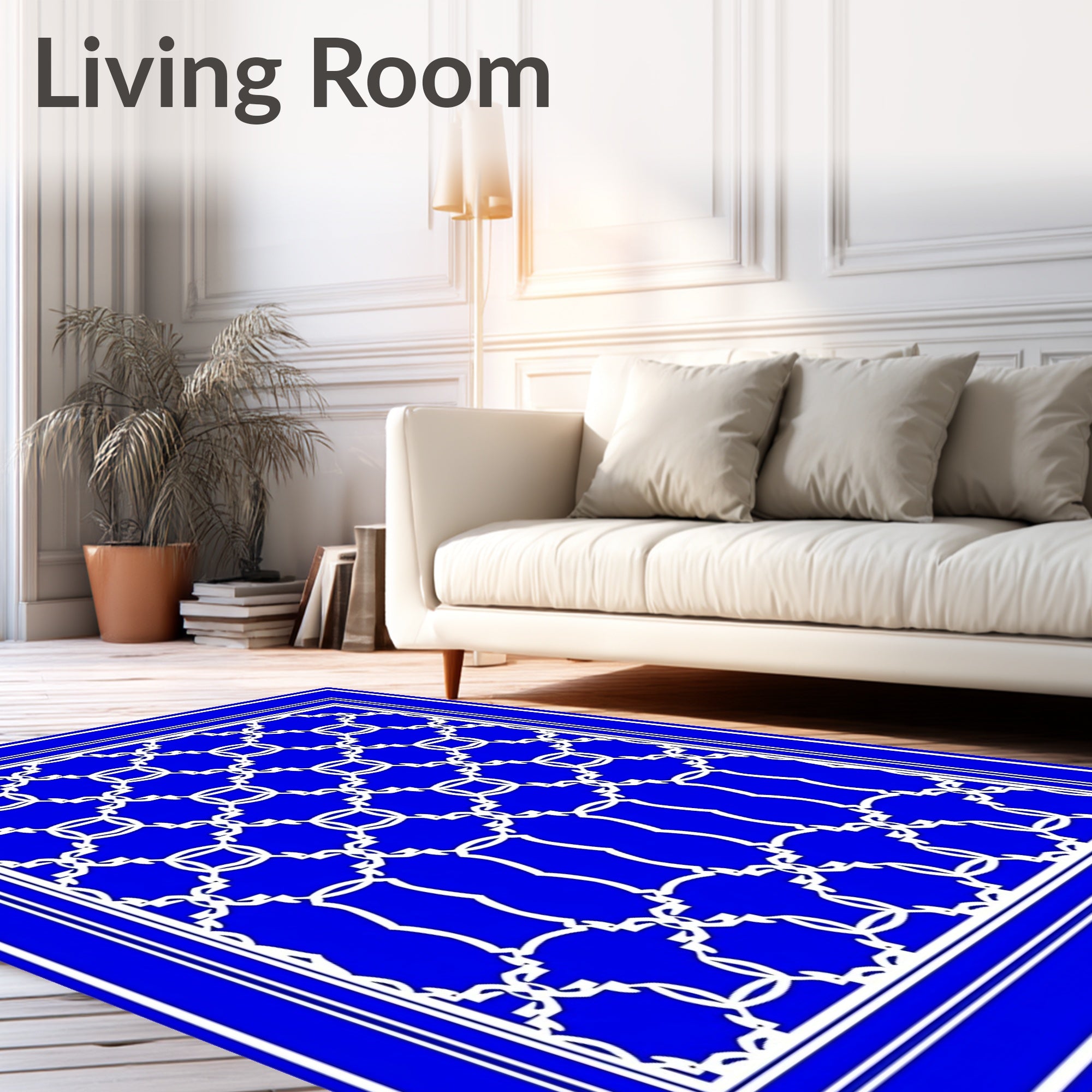 Vibrant Blue Interlocking Chain Rug