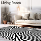 Monochromatic Black White Maze Rug