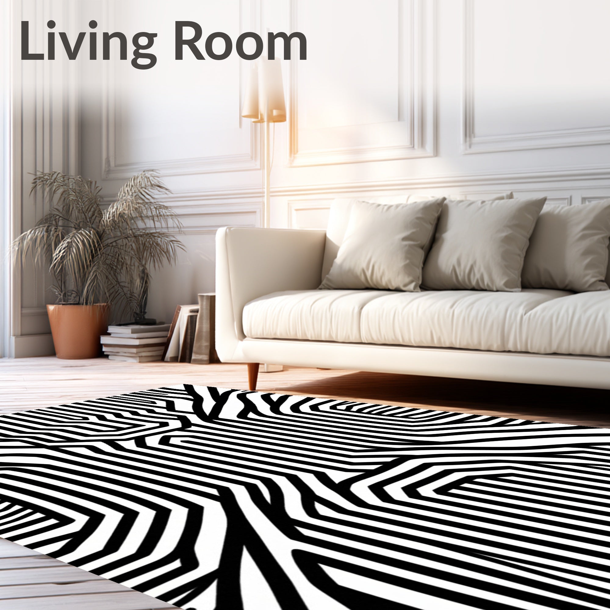 Monochromatic Black White Maze Rug