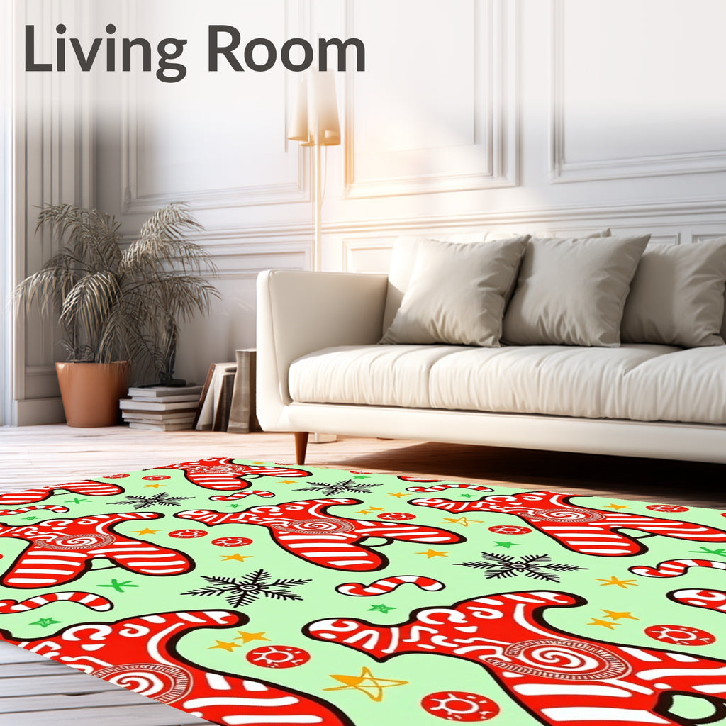 Whimsical Red Gingerbread Candy Swirls Rug