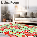 Whimsical Red Gingerbread Candy Swirls Rug