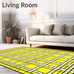 Vibrant Yellow Grid Composition Rug