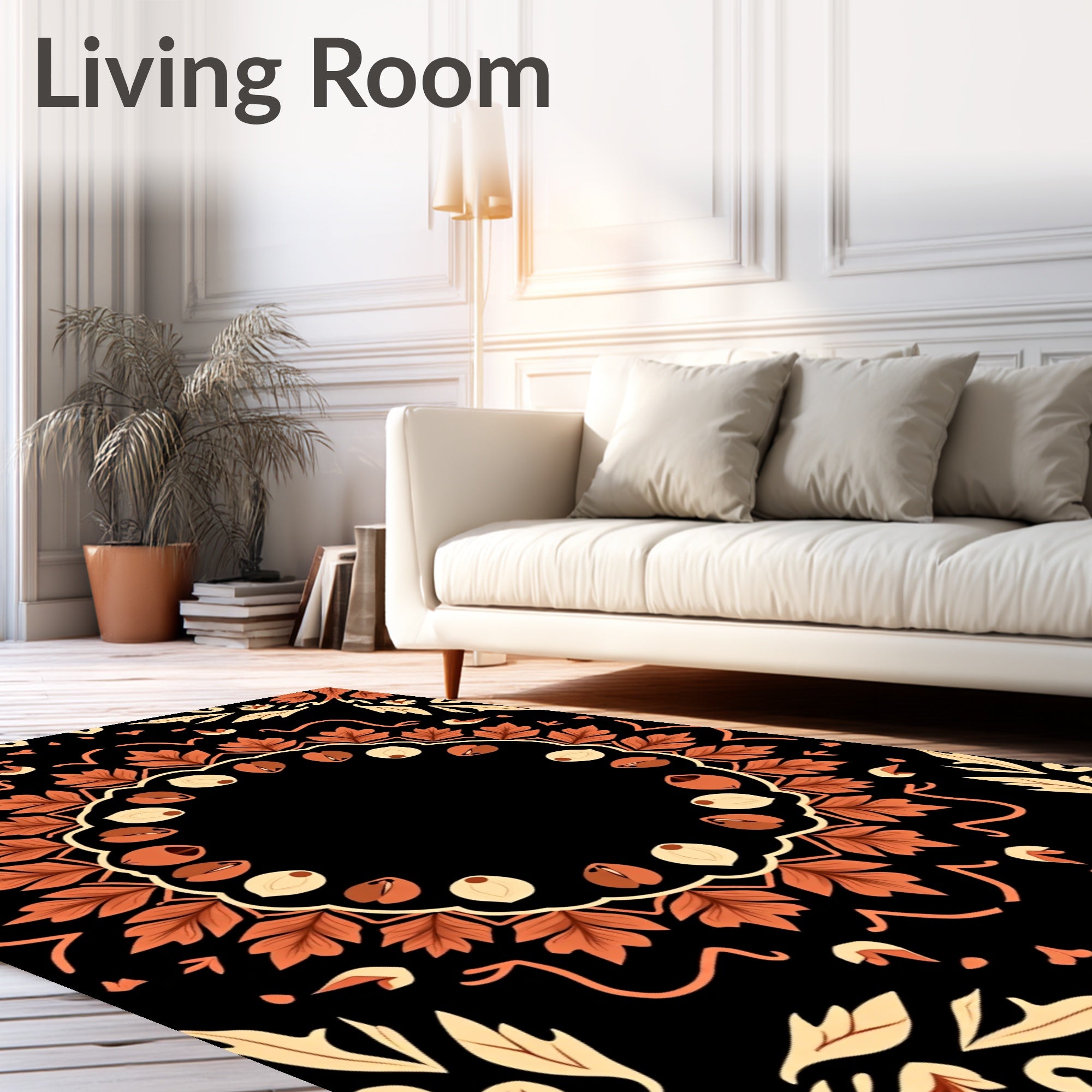 Terracotta Leaf Mandala Artistry Rug