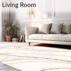 White Gold Veined Abstract Rug