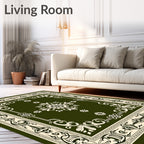 Deep Green Floral Vine Medallion Rug