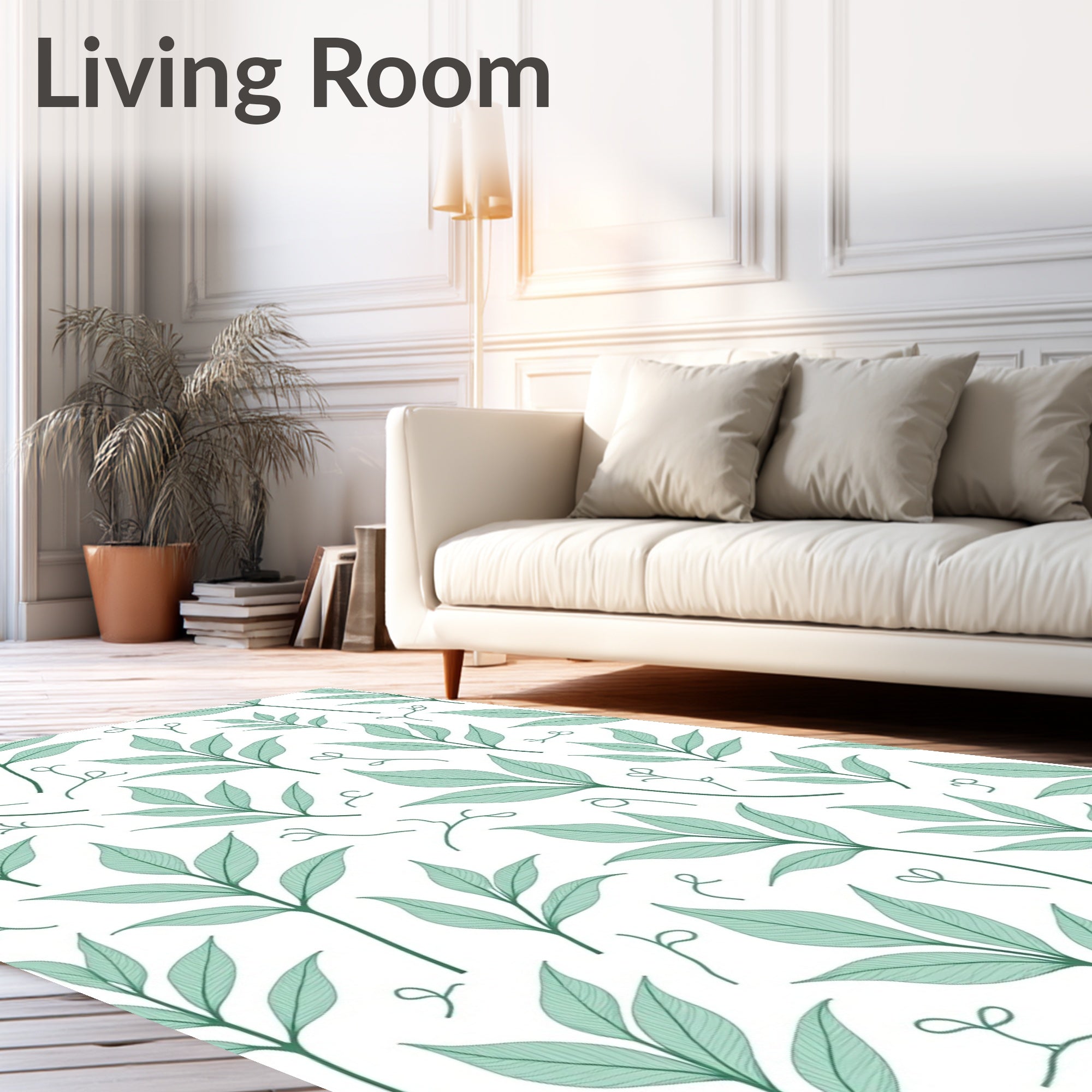 Shallow Green Leafy Vine Background Rug