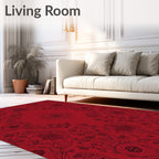 Crimson Red Victorian Floral Medallion Rug