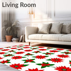 Festive Red Poinsettia Garland Rug