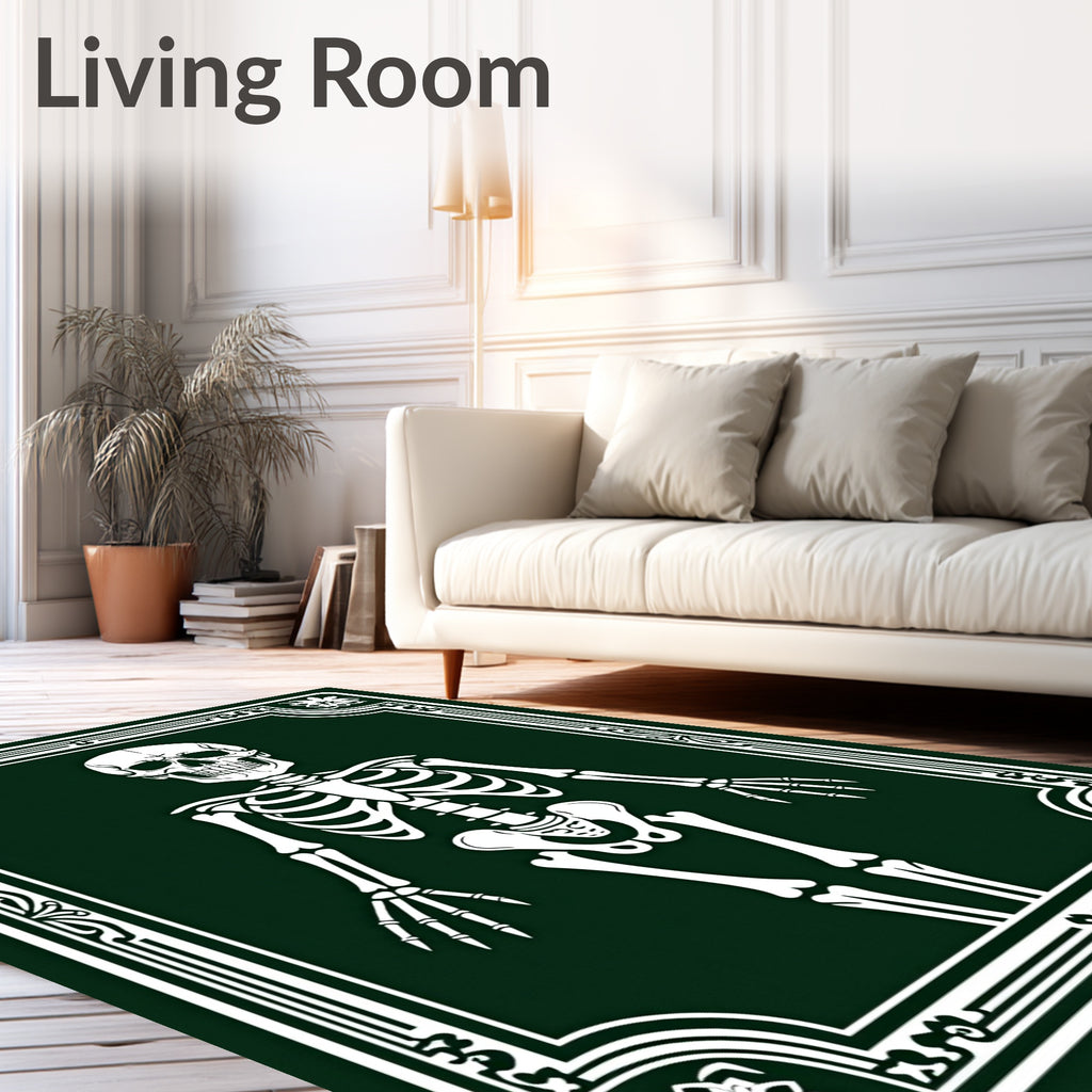 Dark Green White Skeleton Emblem Rug
