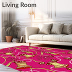 Ornate Red Gold Bell Garland Rug