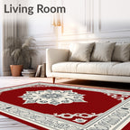 Rich Scarlet Antique Lotus Border Rug