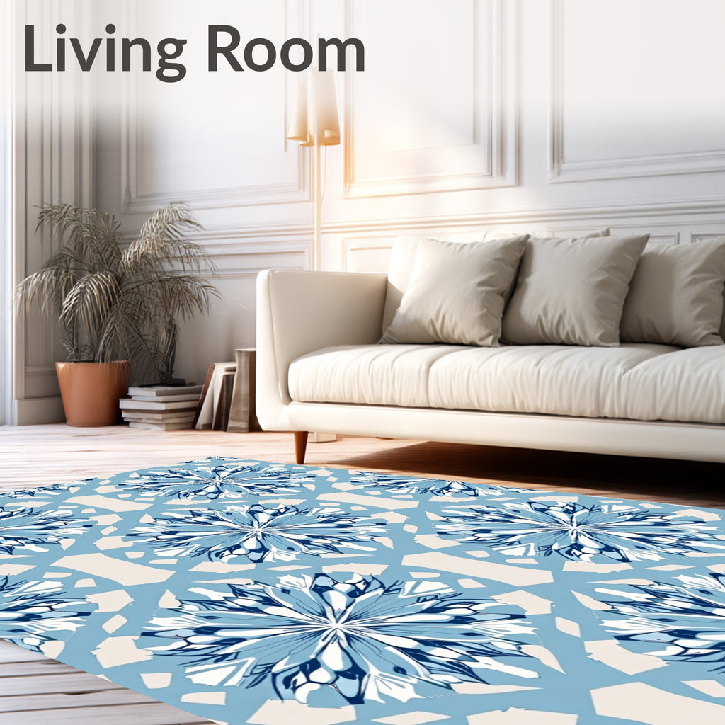 Azure Blue Radial Starburst Rug